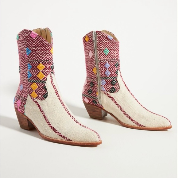 Momo Diamond Embroidered Western Cowboy Boots Anthropologie size 40 - Picture 3 of 8